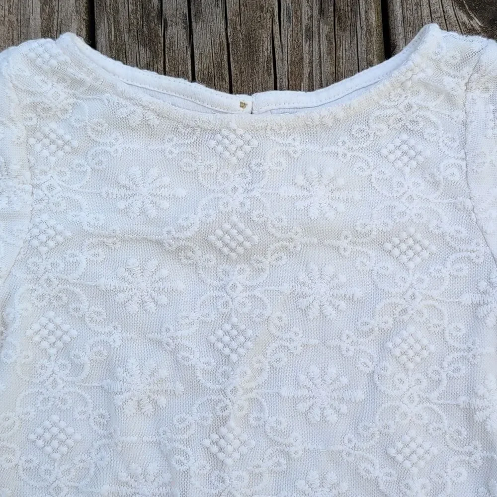Genuine Kids By Oshkosh 3T White Embroidered Short Sleeve Blouse